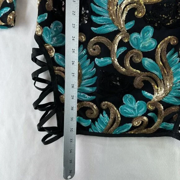 Fashion Nova Dress Size  XS Caprice Sequin Strap Side Bodycon Long Sleeve Black - Picture 12 of 12